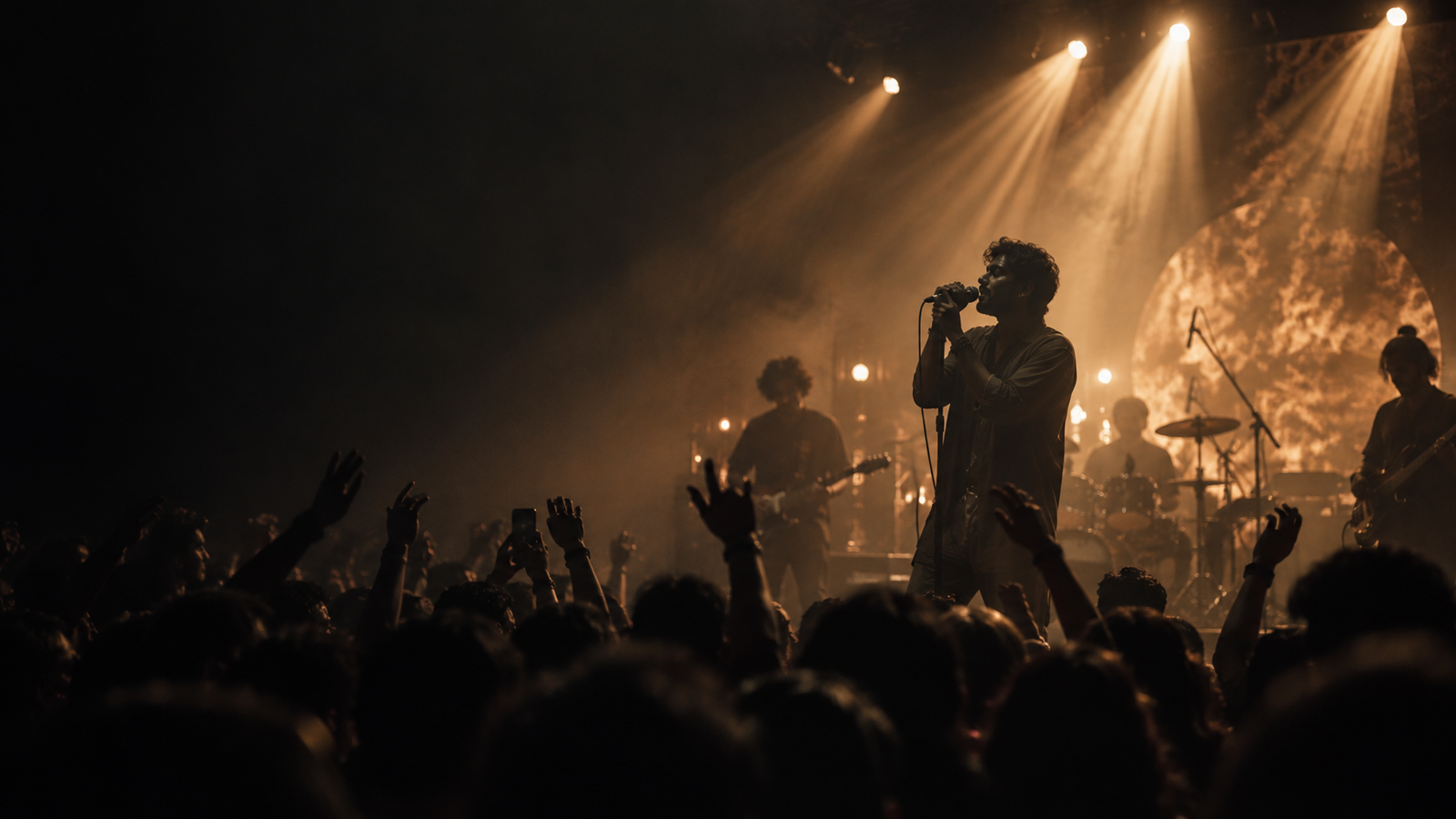 Warm lights over a live music performance